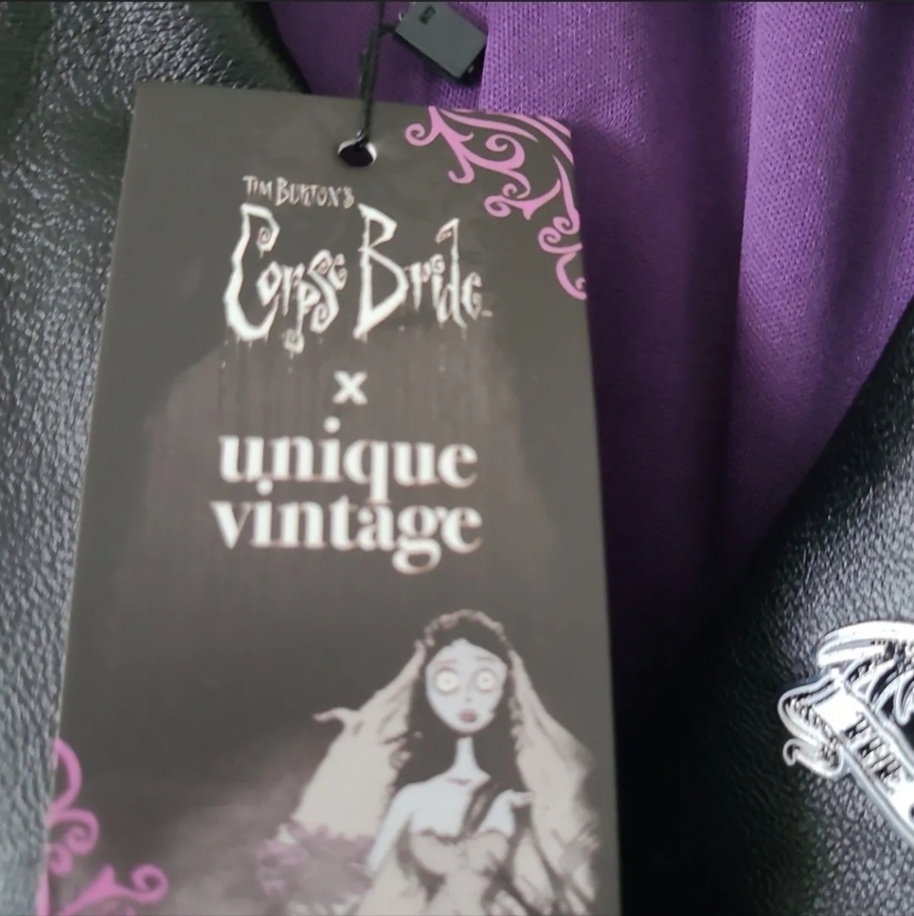 Corpse Bride X Unique Vintage Black Vegan Leather Jacket, Size 2X. NWT - Picture 8 of 9